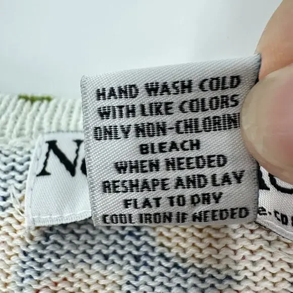 NorthStyle Sweater Womens Large Sunflower Floral Pullover Blue Beige Knit Boho L - Picture 8 of 12